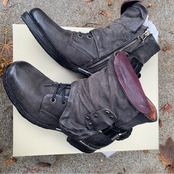 A.S.98 size 37, 6.5-7, LEATHER ANKLE BOOTS dark gray smoke color, airstep Simon - Picture 5 of 9